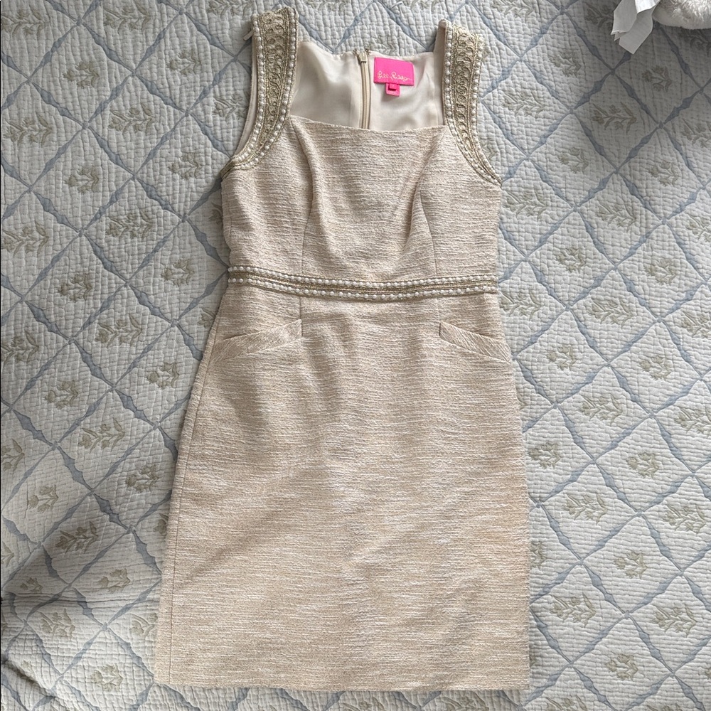 Lilly Pulitzer Cream & gold Sleeveless Dress